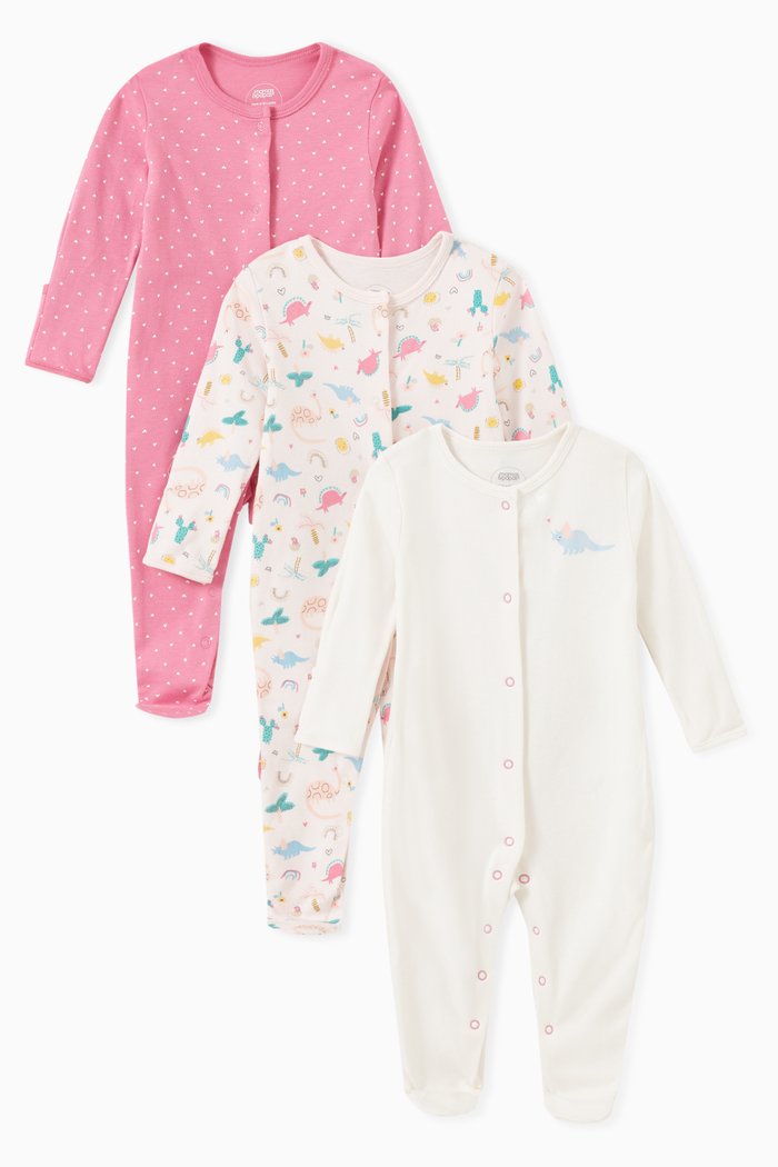 

Dino Sleepsuits, Set of 3, Multicolour