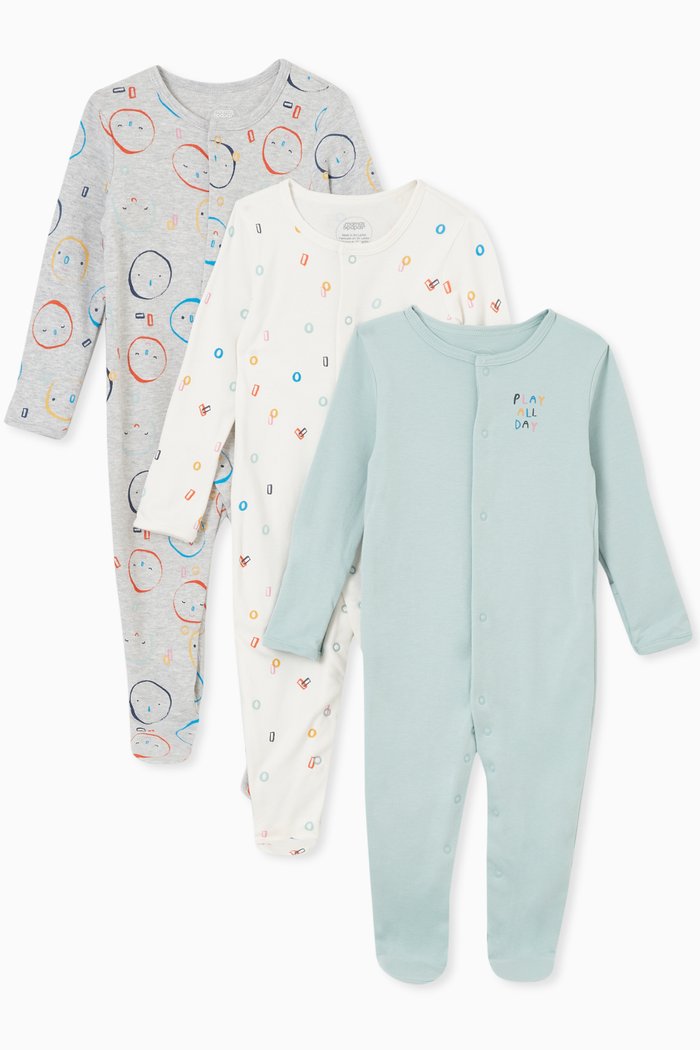 

Faces Sleepsuits, Set of 3, Multicolour