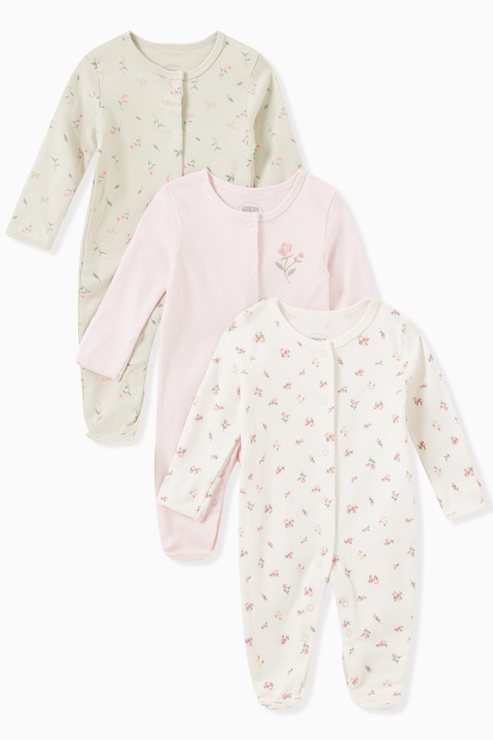

Roses Sleepsuits, Set of 3, Multicolour
