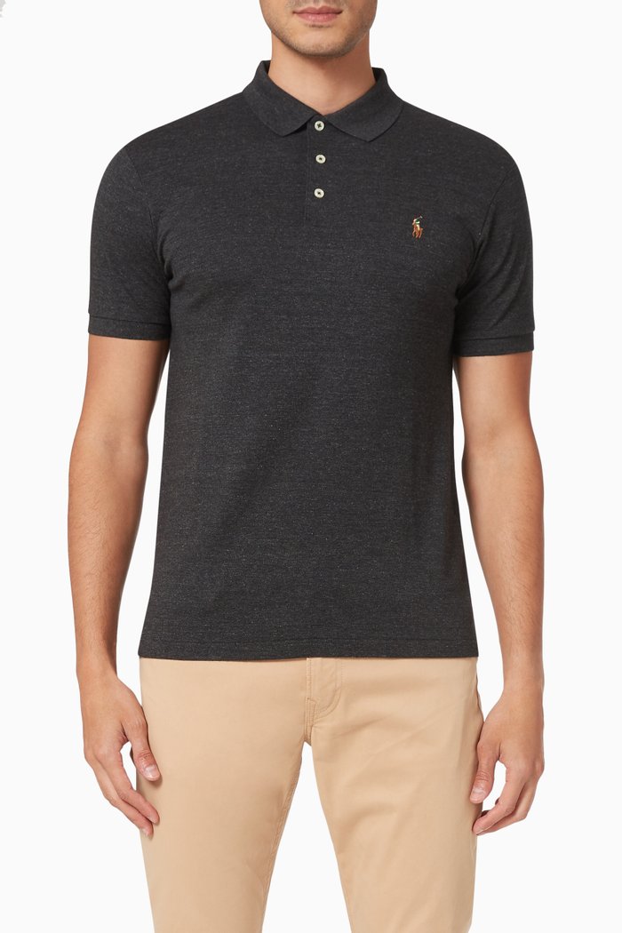 

Slim Fit Soft-touch Polo T-shirt in Cotton Interlock, Black
