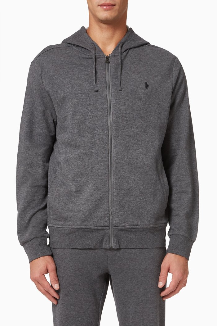 

Signature Pony Zip-up Hoodie in Luxury Jersey, Grey