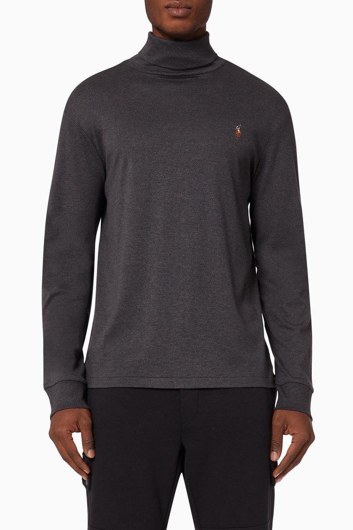 Turtleneck in Soft Pure Cotton, Grey