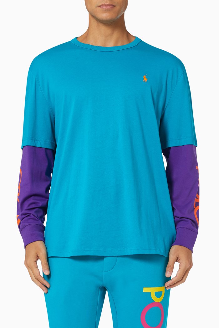 

Spectre Logo Long Sleeve T-shirt in Cotton, Blue