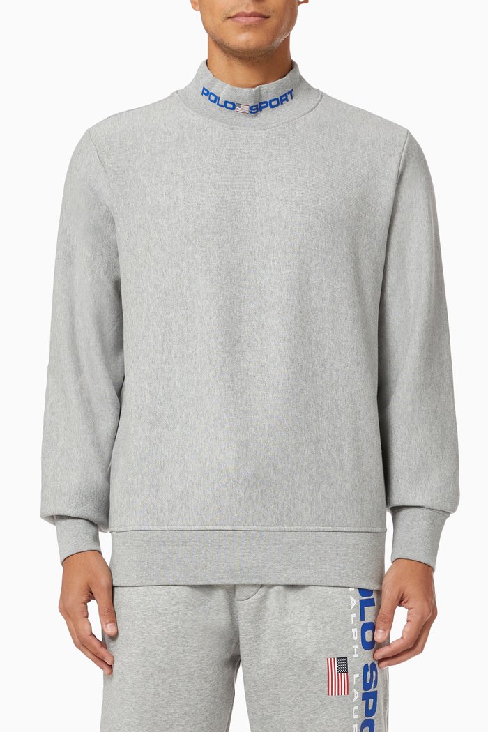 

Polo Sport Mock-neck Sweatshirt in Fleece, Grey