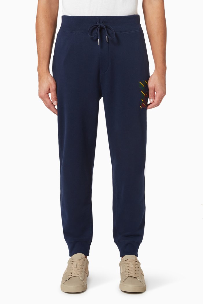 

Striped-logo Joggers in Fleece, Blue
