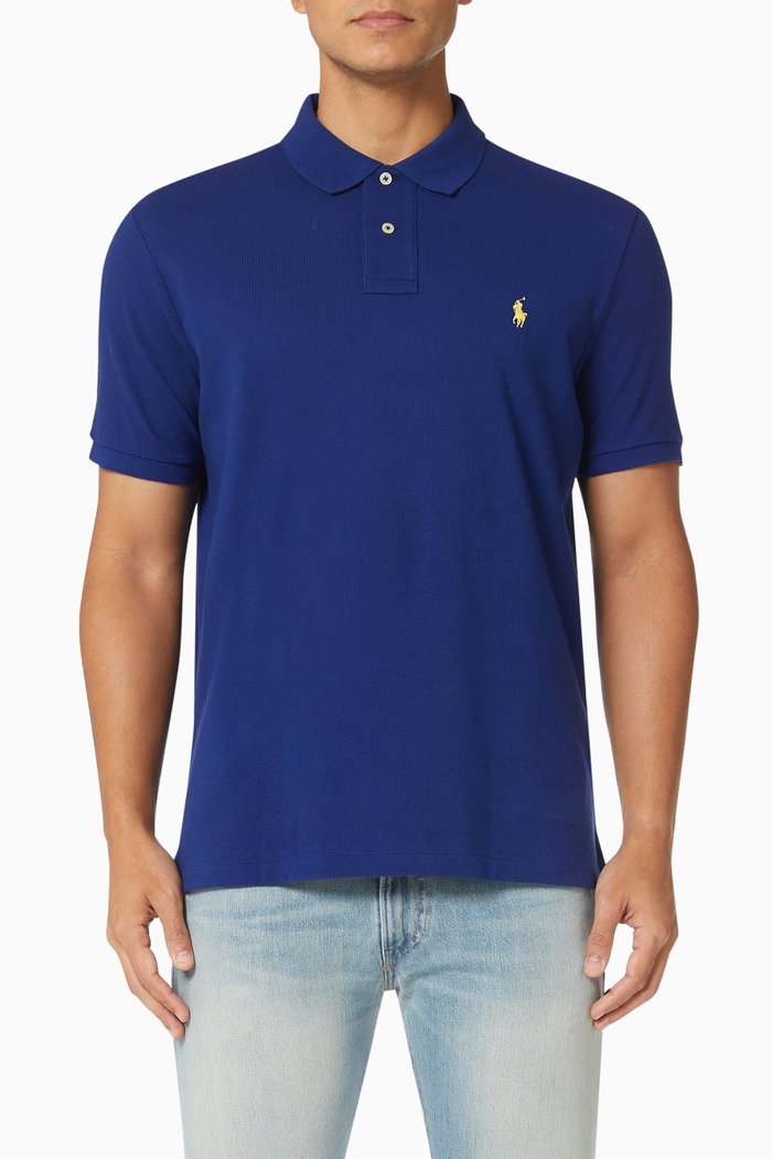 

The Iconic Polo T-shirt in Cotton Mesh, Blue