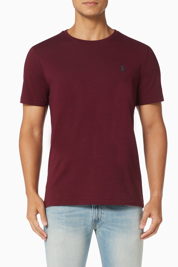

Custom Slim Fit T-shirt in Cotton Jersey, Burgundy