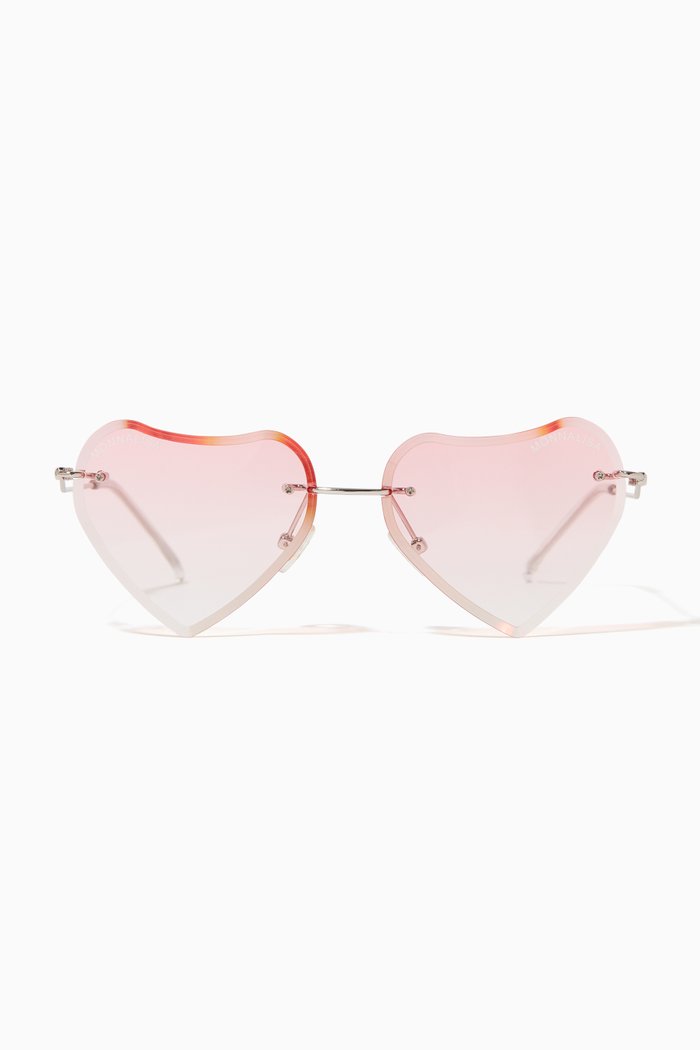 Heart Sunglasses in Metal, Pink