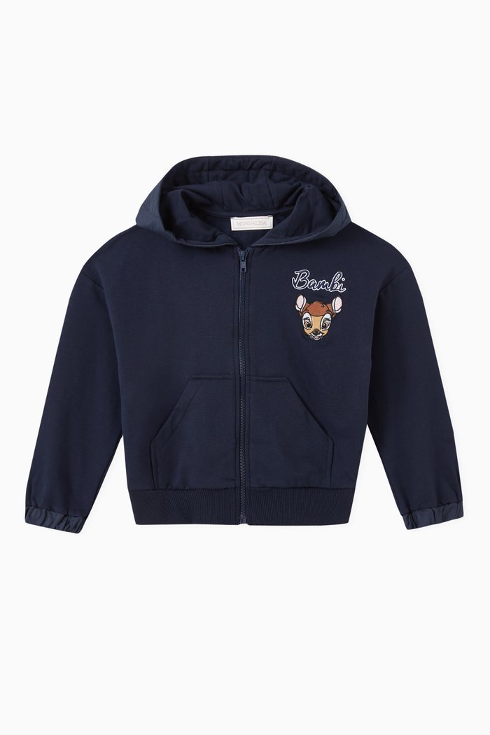 

Bambi Zip-up Hoodie in Cotton, Blue