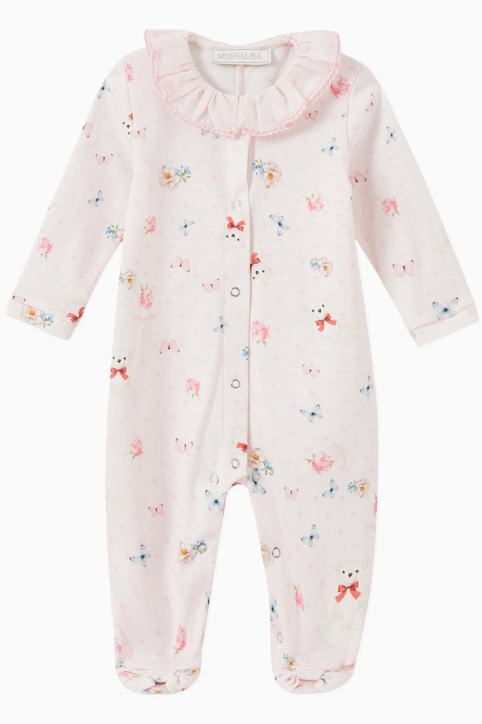 

Ruffle Teddy Jumpsuit in Cotton, Pink