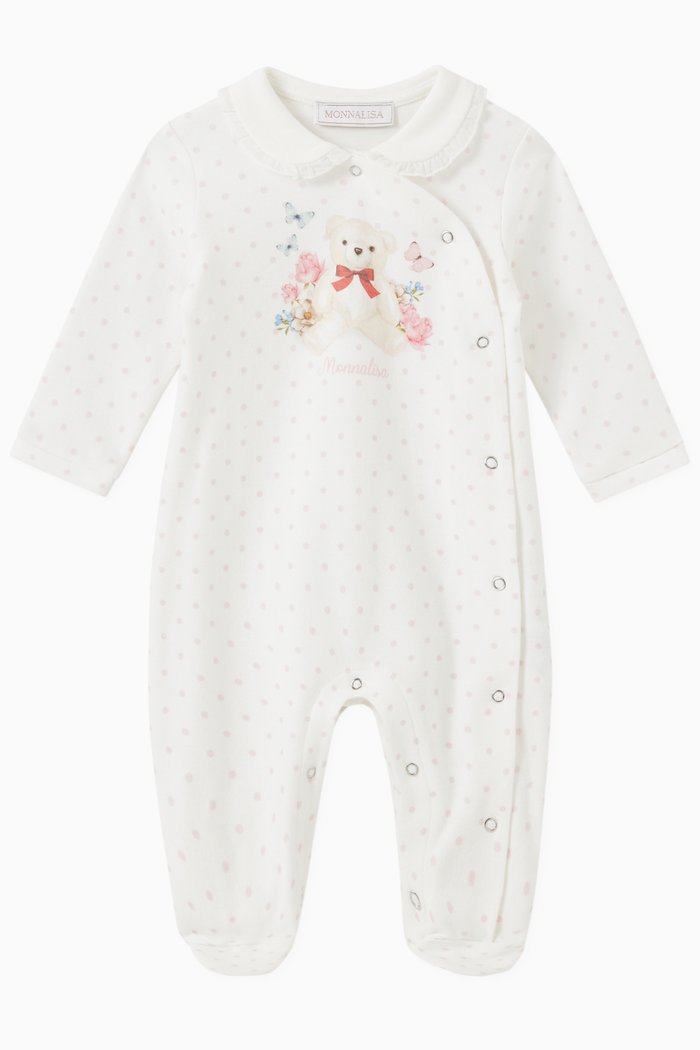 

Teddy Print Pyjama in Interlock Cotton, Neutral