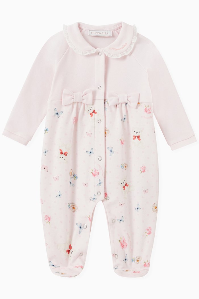 

Teddy Bear Pyjama with Bow in Interlock Cotton, Pink
