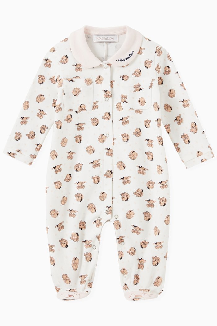 

Bunny Print Pyjama in Interlock Cotton, White