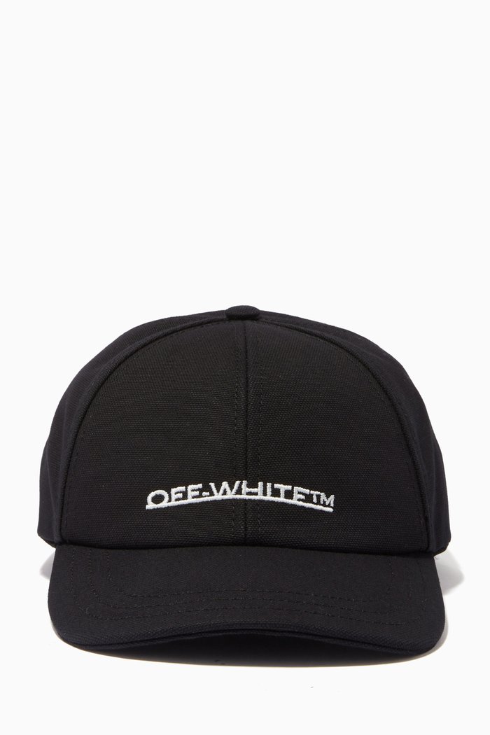 Underlined Logo Baseball Cap in Cotton, Black