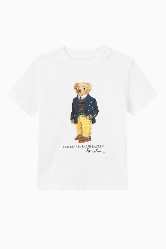 

Polo Bear Print T-shirt in Cotton Jersey, White