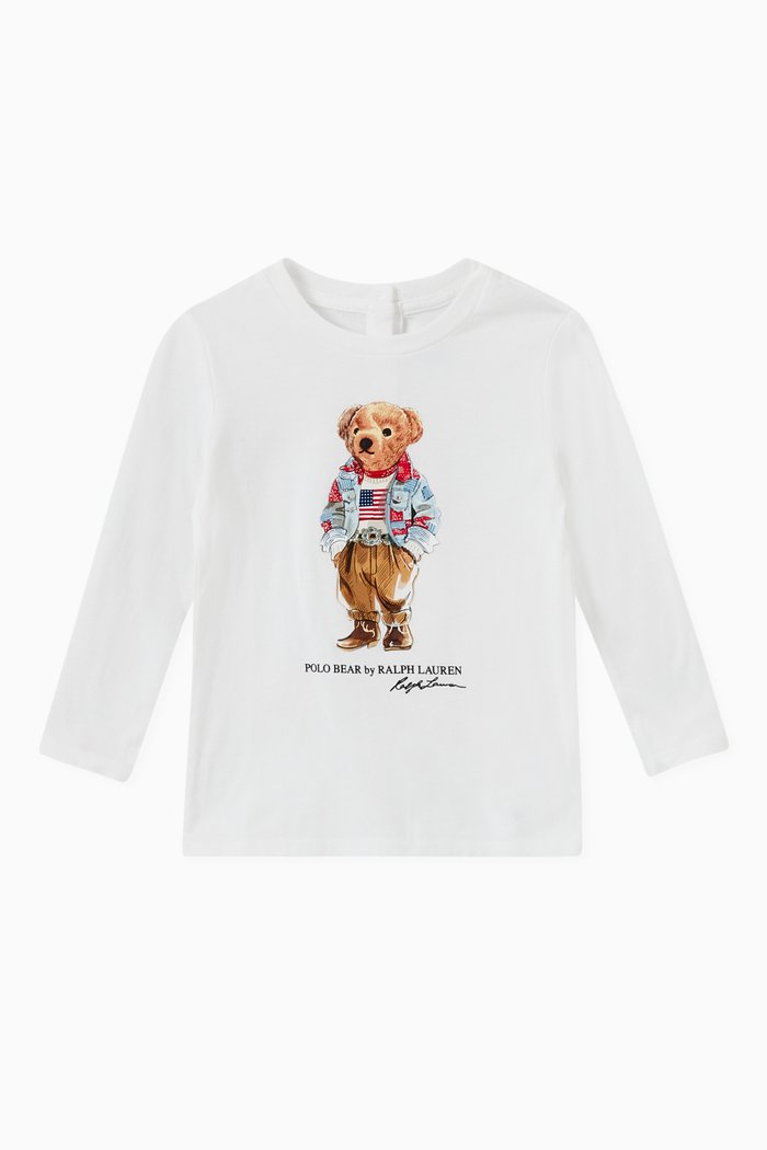 

Polo Bear Print T-shirt in Cotton Jersey, White