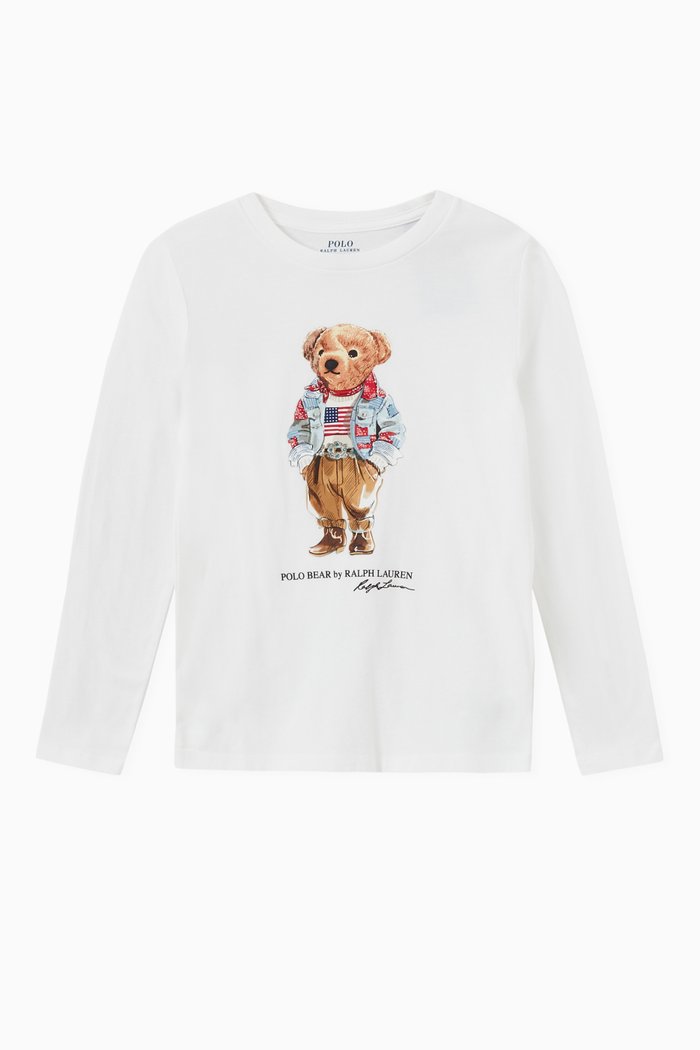 

Polo Bear Print T-shirt in Cotton Jersey, White