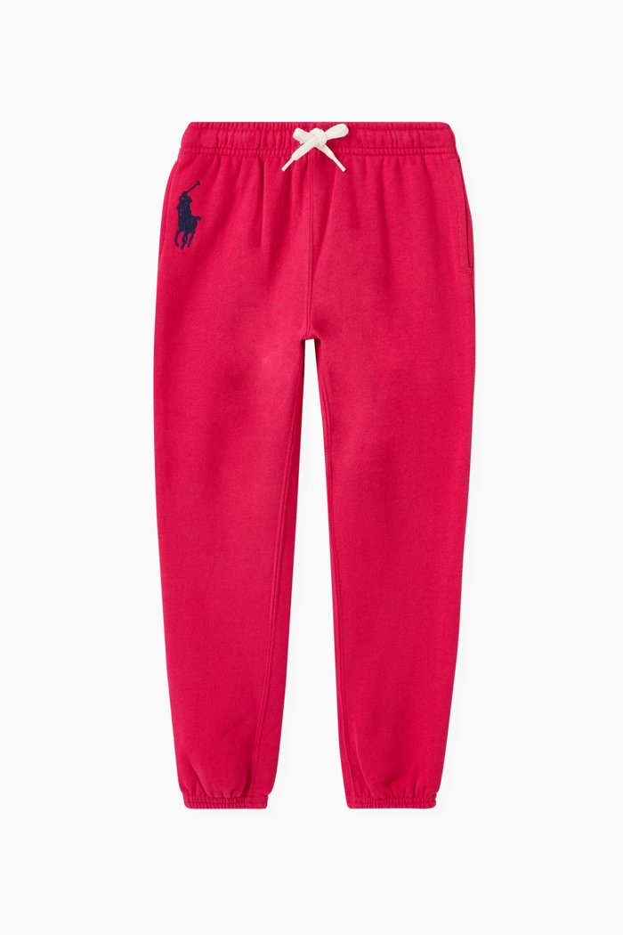 

Polo Player Logo Sweatpants in Cotton Blend Fleece, Pink