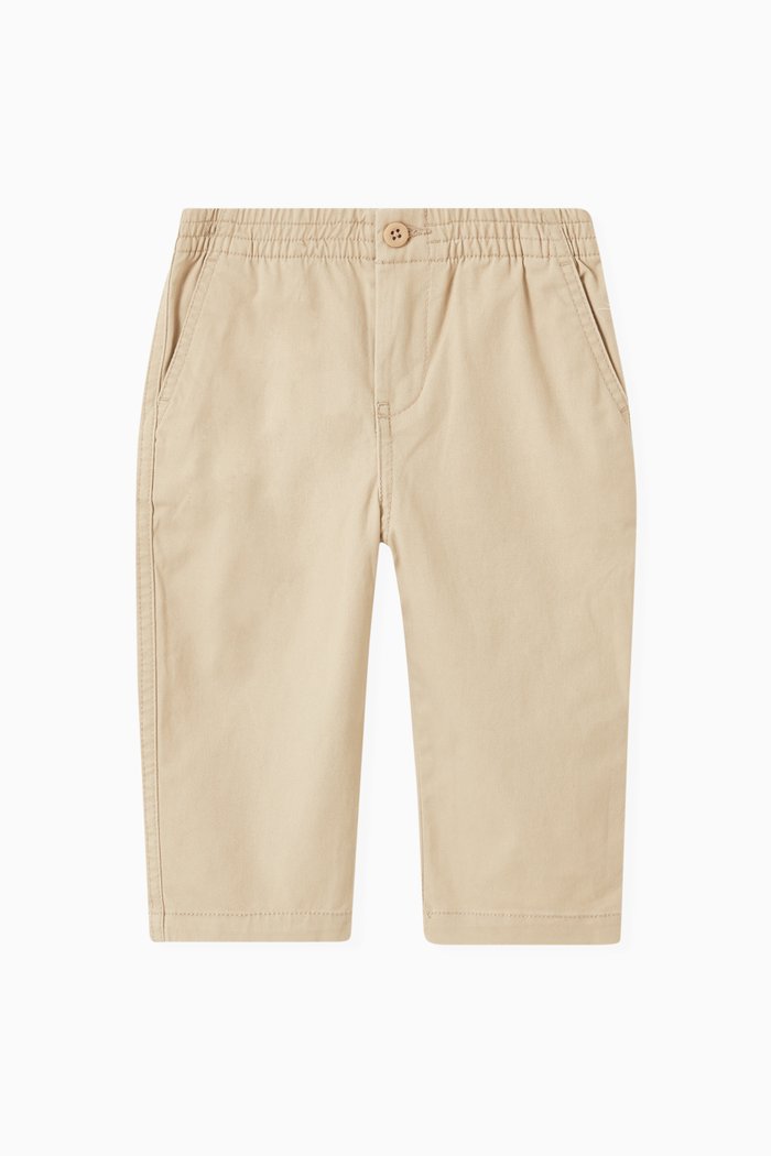 

Embroidered Pony Chino Pants in Stretch Cotton, Neutral