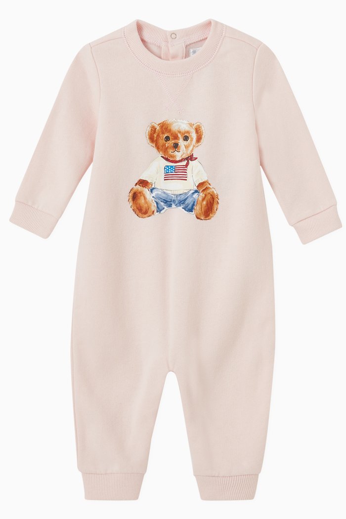 

Polo Bear Jumpsuit in Cotton Blend, Pink