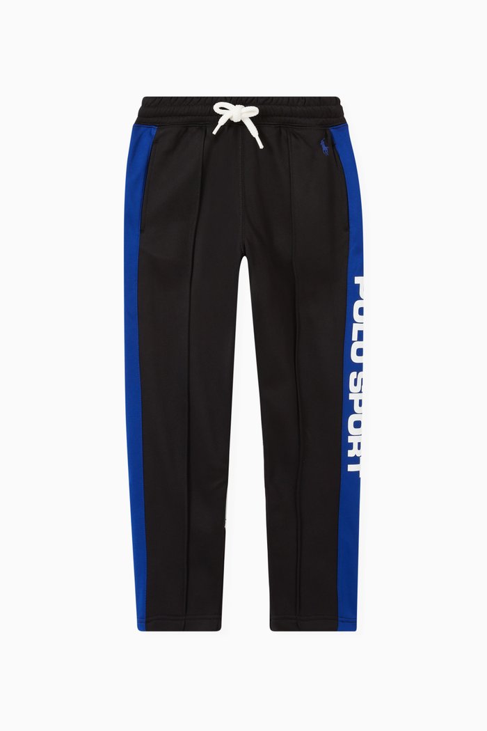 

Polo Sport Logo Trackpants in Tricot Fleece, Black