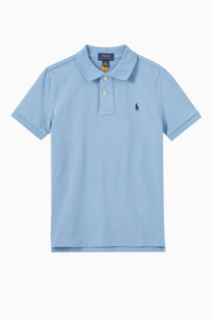 

Custom Fit Polo T-shirt in Cotton Mesh, Blue