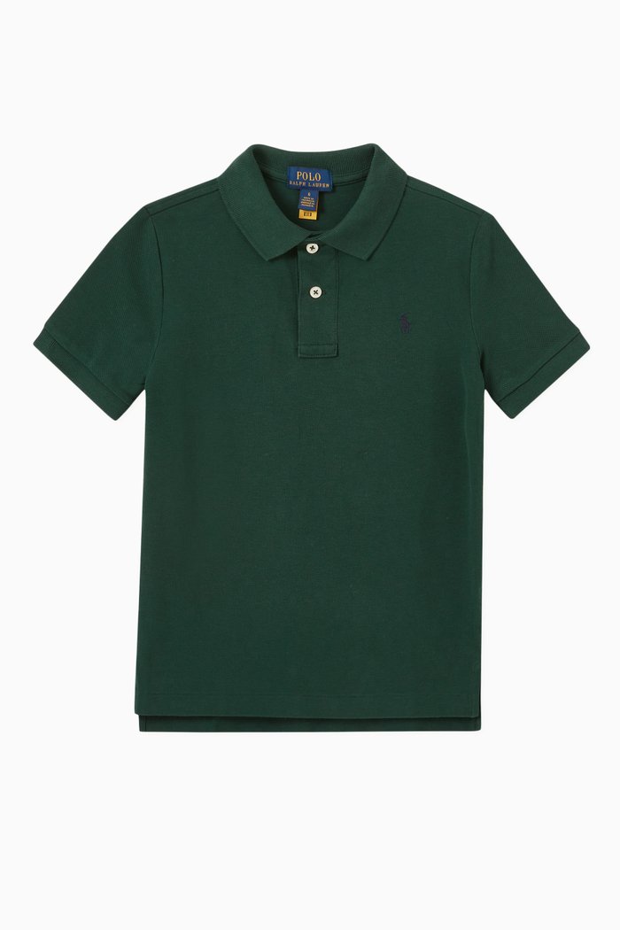 

Custom Fit Polo T-shirt in Cotton Mesh, Green