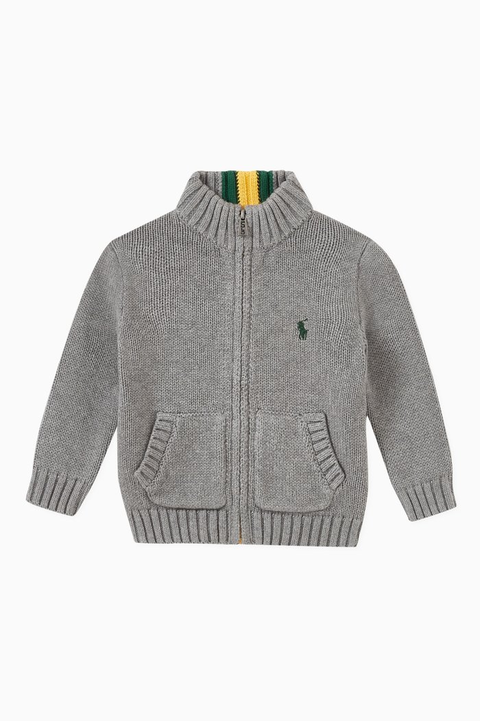 

Polo Pony Sweater in Cotton Knit, Grey