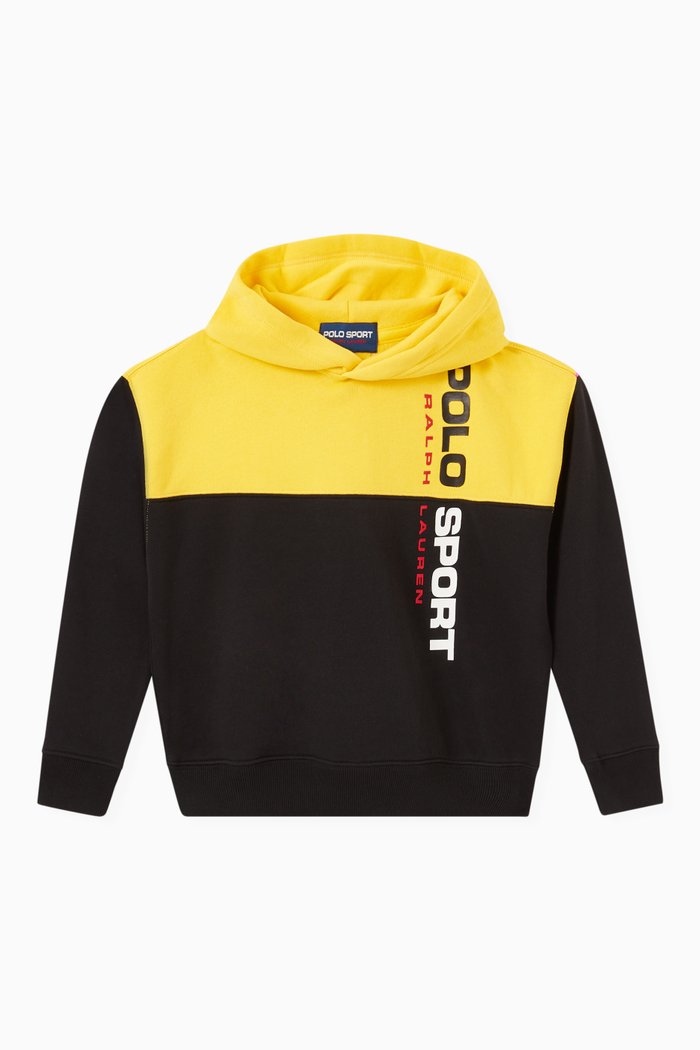 

Polo Sport Colour Block Hoodie in Cotton Blend, Black