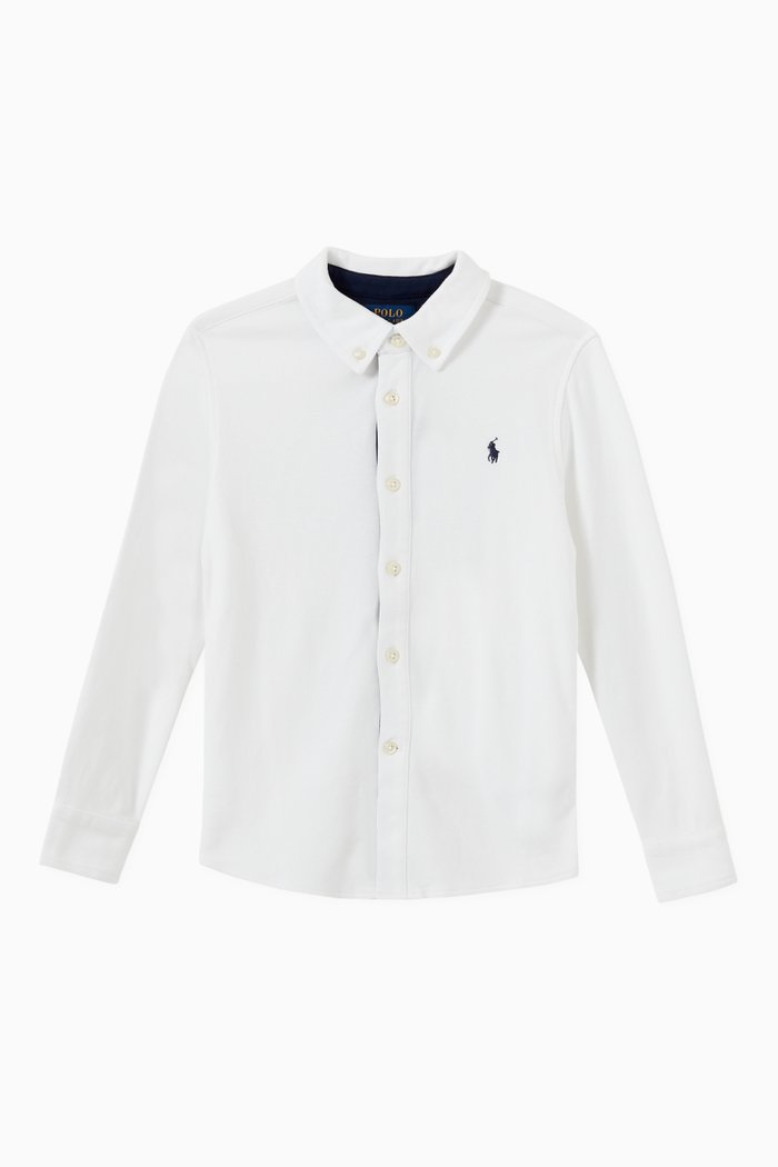 

Slim-fit Oxford Shirt in Cotton Interlock, White