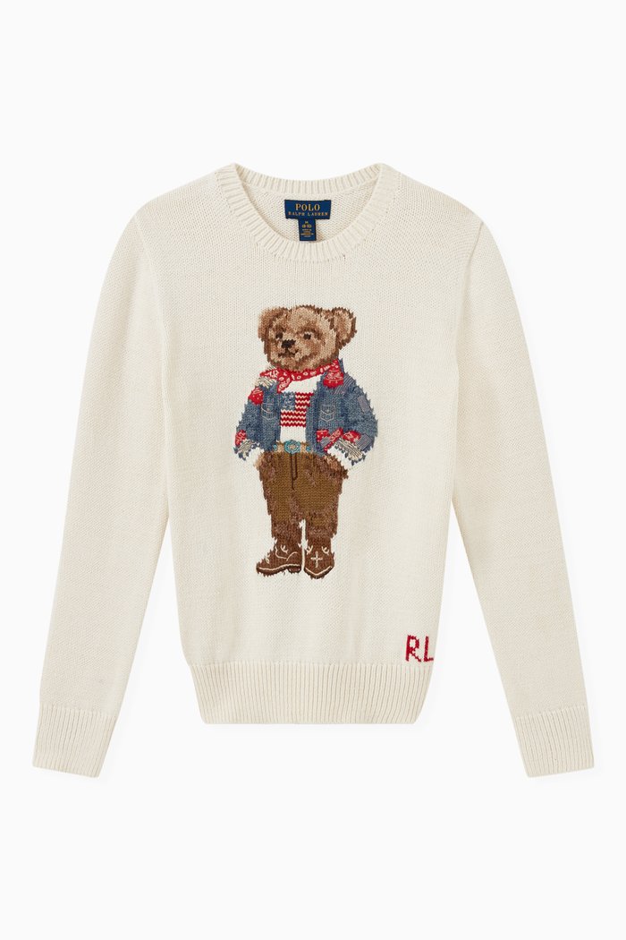 

Polo Bear Bandana Sweater in Cotton Knit, Neutral