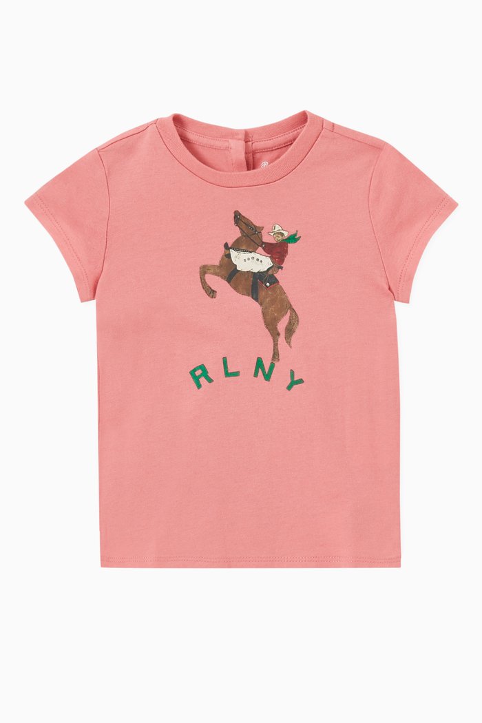 

Graphic Print T-shirt in Cotton Jersey, Pink