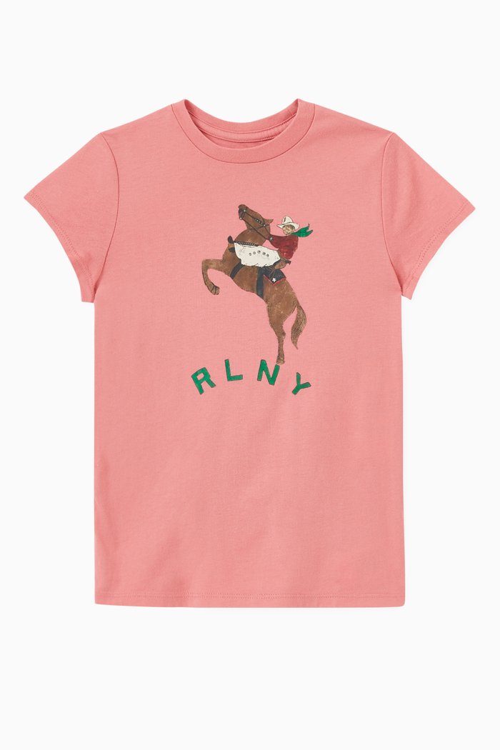 

Graphic Print T-shirt in Cotton Jersey, Pink