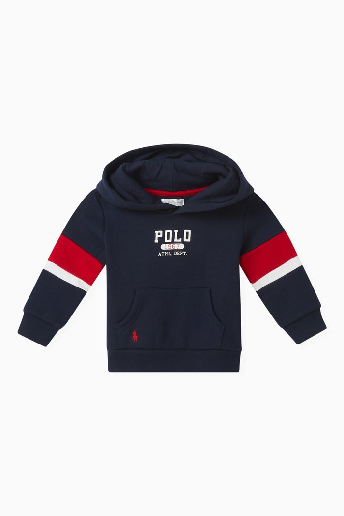 

Logo-print Colour Block Hoodie in Cotton-blend, Blue