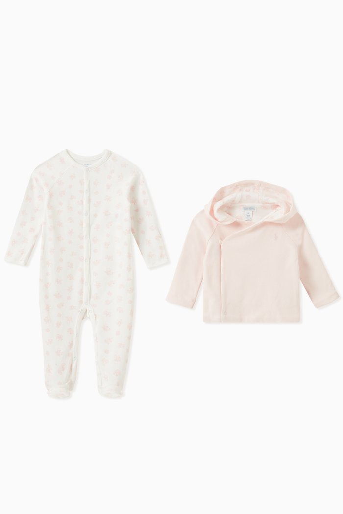 

Teddy Bear & Elephant Print Gift Set in Cotton Interlock, Pink