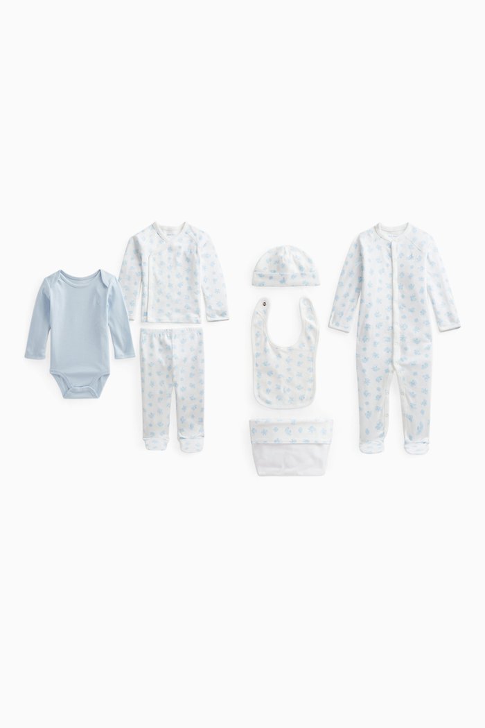

7-piece Teddy Bear & Elephant Print Gift Set, Blue