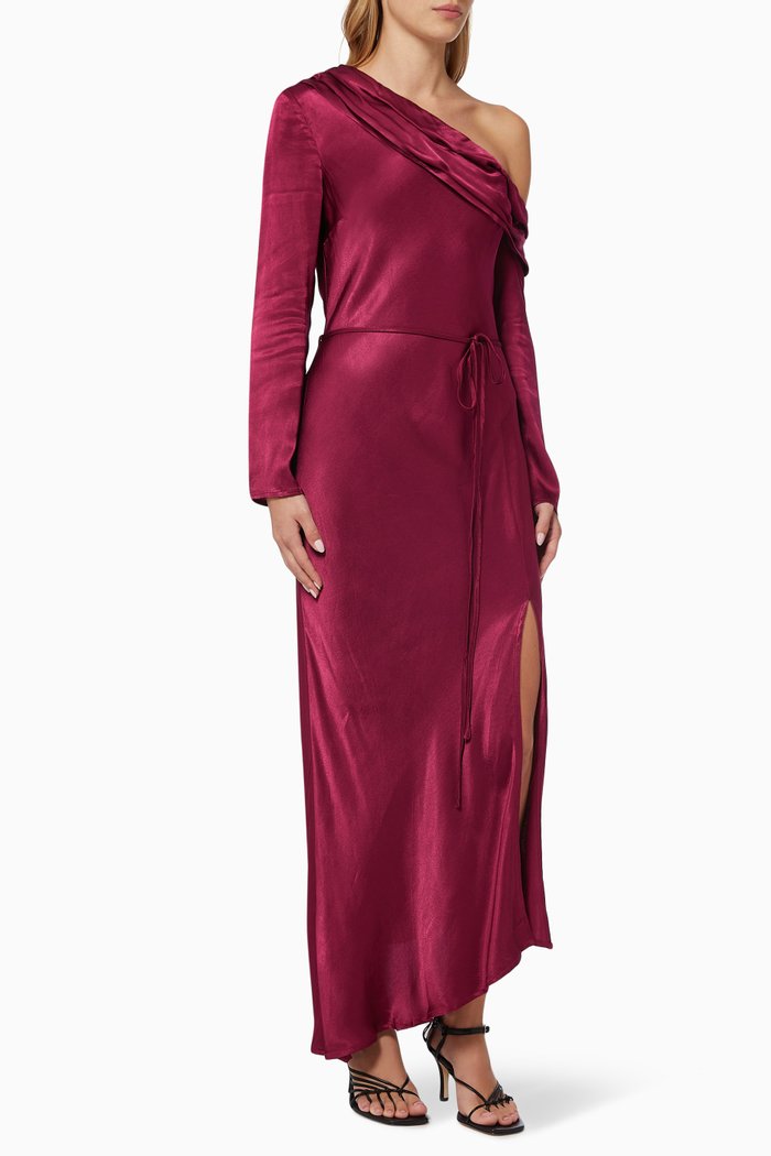 

Motion Maxi Dress in Satin, Burgundy