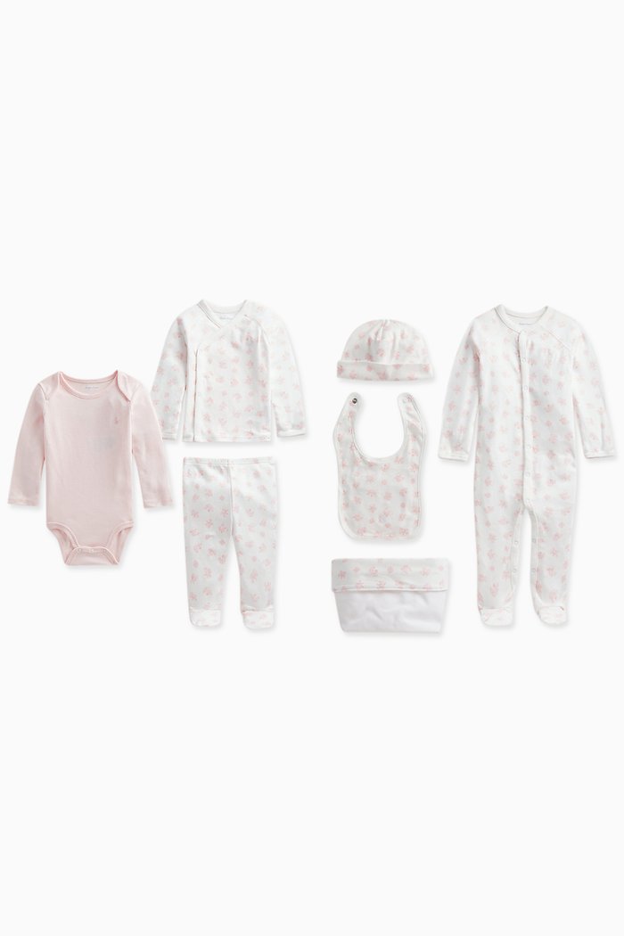 7-piece Teddy Bear & Elephant Print Gift Set, Pink