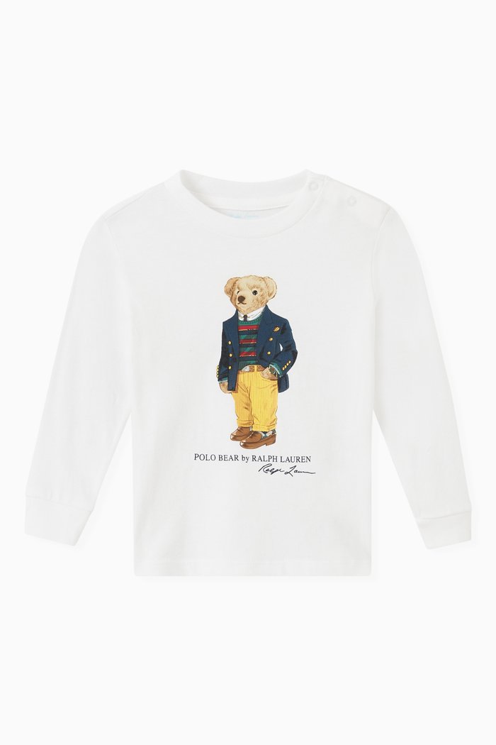 

Polo Bear Print T-shirt in Cotton Jersey, White