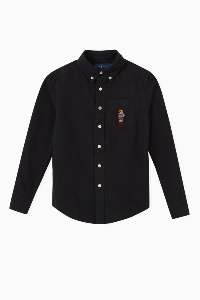 

Holiday Bear Oxford Shirt in Cotton, Black