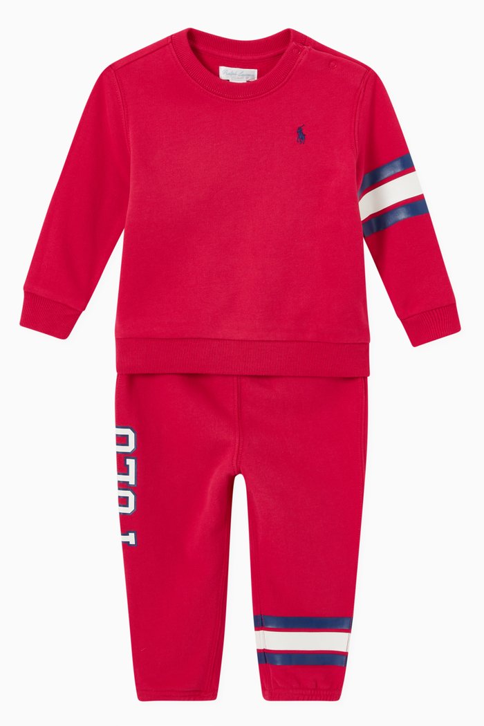 Polo Logo Tracksuit in Cotton Blend Fleece, Pink