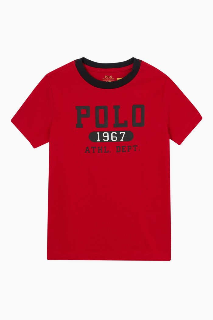 

Polo Print T-shirt in Cotton Jersey, Red