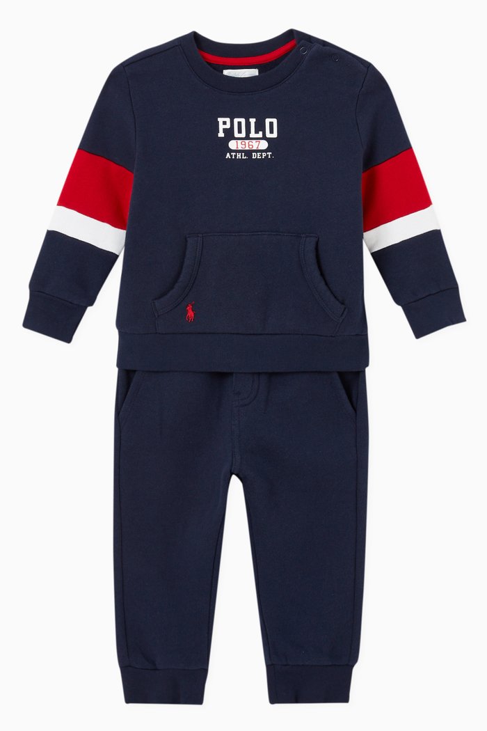 

Logo Tracksuit Set in Cotton Blend Fleece, Blue