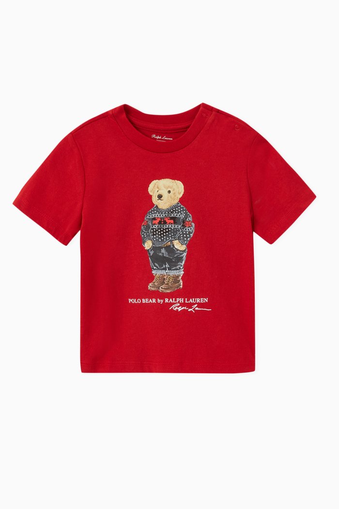 

Holiday Polo Bear T-shirt in Cotton Jersey, Red