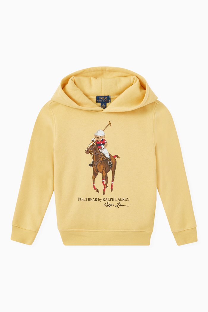 

Polo Bear & Big Pony Hoodie in Cotton Blend Fleece, Yellow