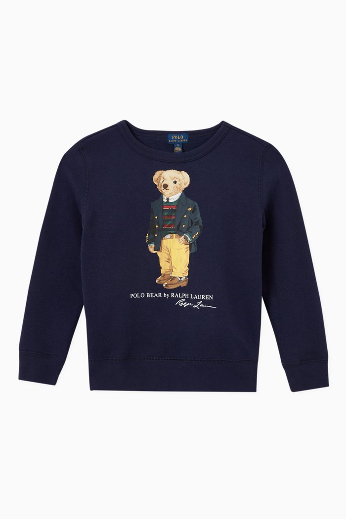 

Polo Bear Sweatshirt in Cotton Blend Fleece, Blue