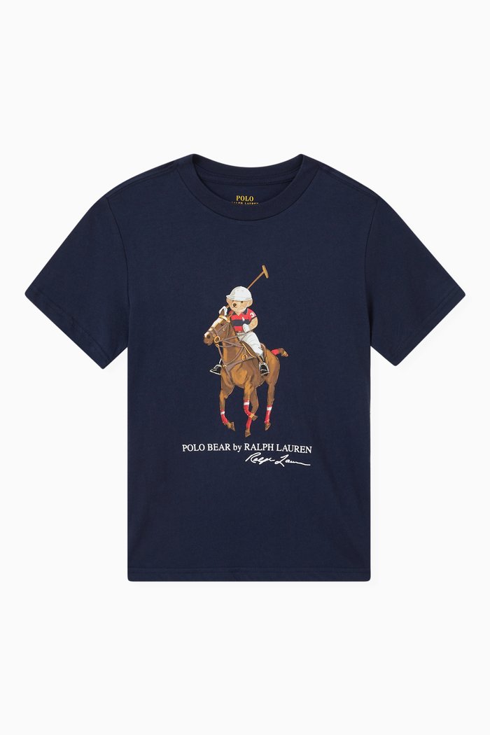 Polo Bear & Big Pony T-shirt in Cotton Jersey, Blue