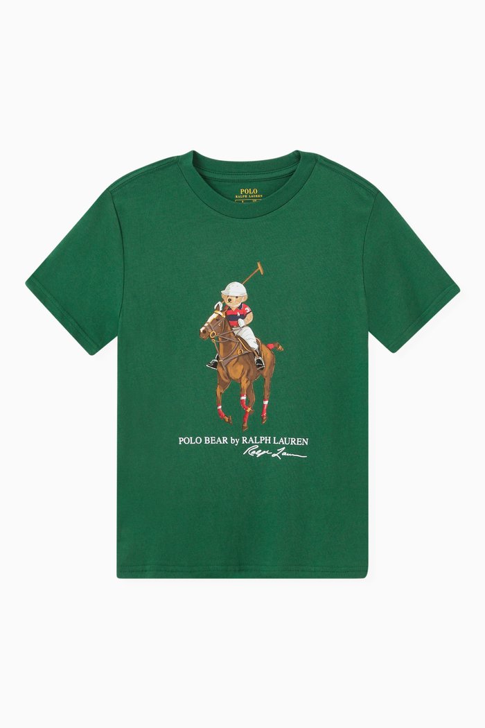 

Polo Bear & Big Pony T-shirt in Cotton Jersey, Green