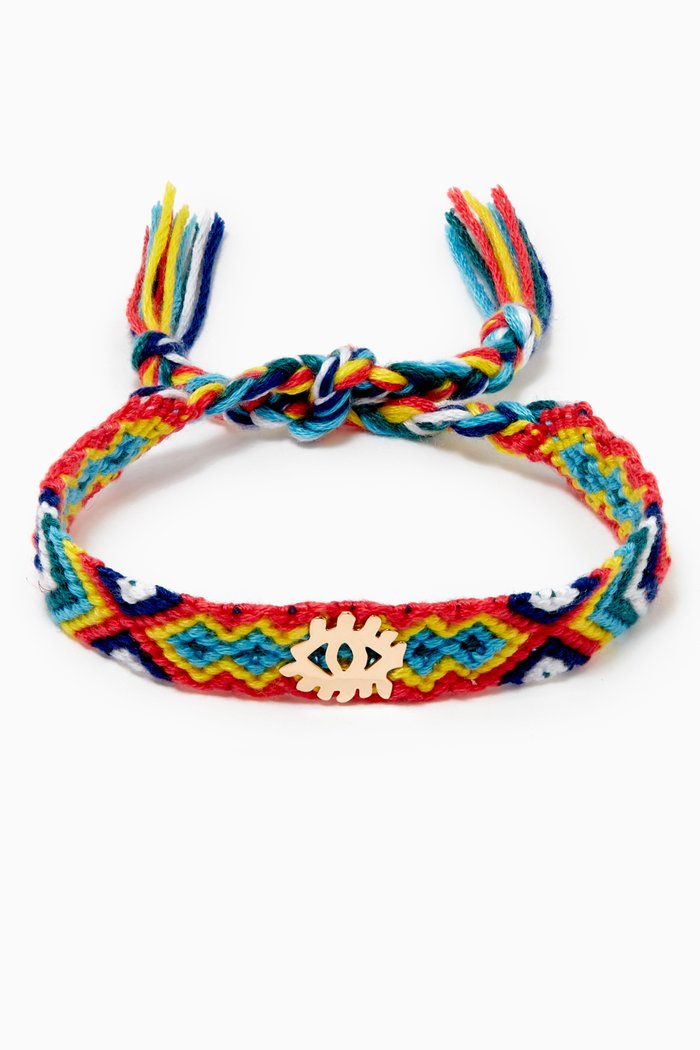 

Evil Eye Woven Bracelet in 18kt Yellow Gold, Blue