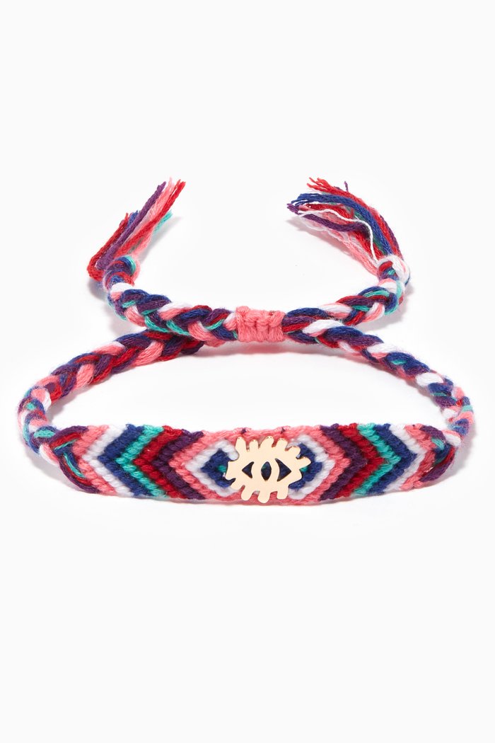 

Evil Eye Woven Bracelet in 18kt Yellow Gold